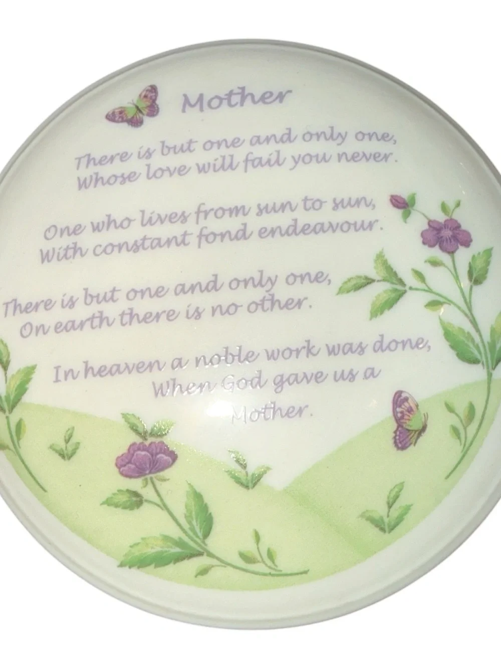 Belleek Ireland Mother Poem Trinket Box Floral Butterfly Shamrock Porcelain